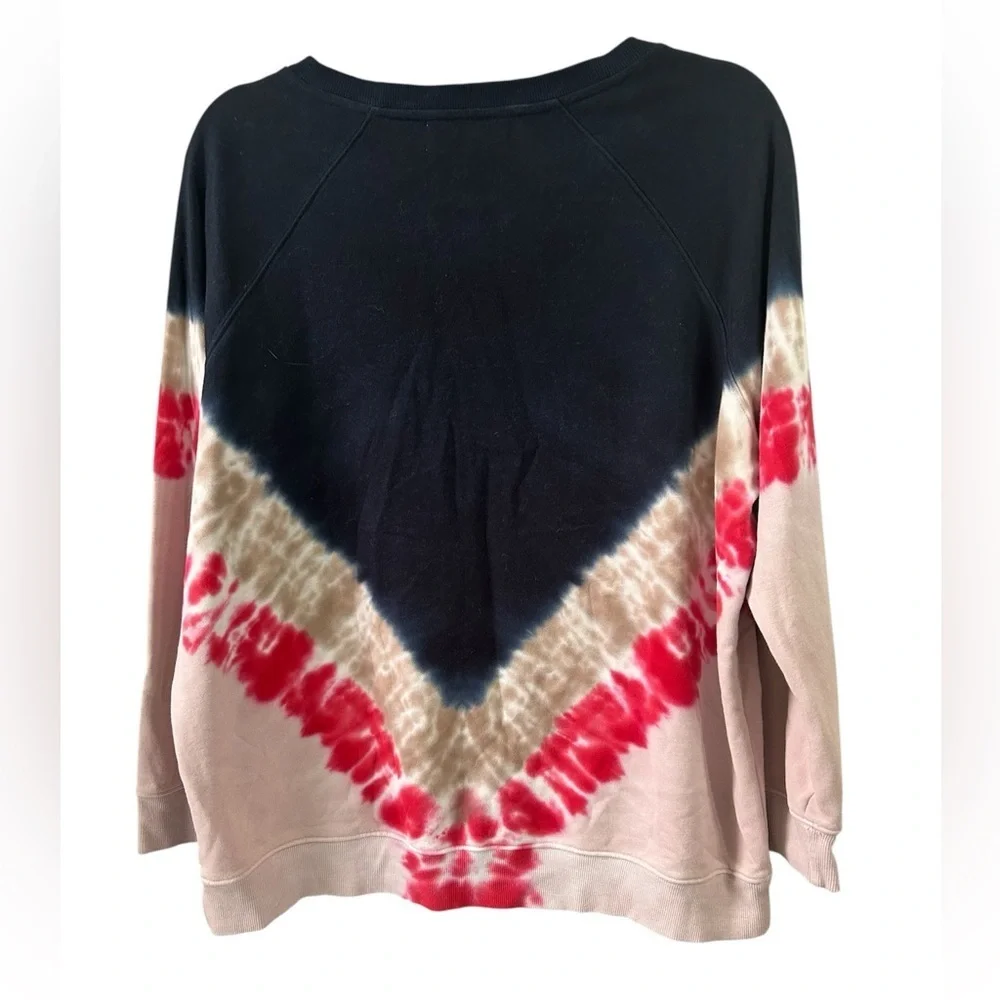 Wildfox Size Medium Daydreamer V-Pattern Tie-Dye Terry Oversized Crew Sweatshirt